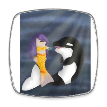 The mermaid and her friend - Square fridge magnet - white - Front