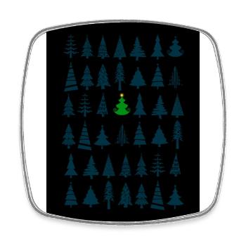 Shining star on green Christmas tree pattern - Square fridge magnet - white - Front