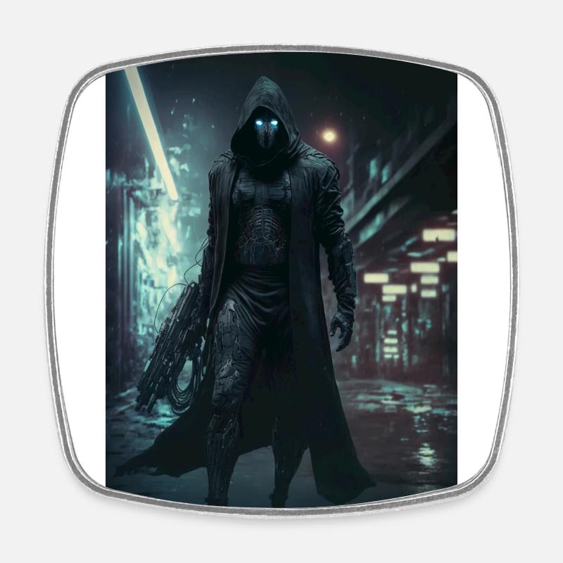 The Reaper Futuristic - Square fridge magnet - white