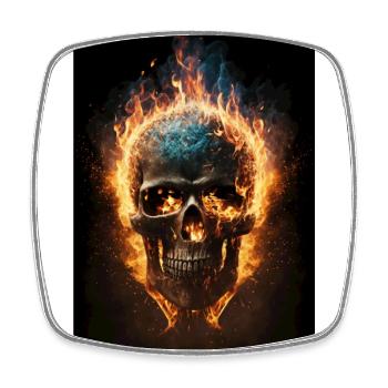 Skull And Bones Baptised In Flames III - Square fridge magnet - white - Front