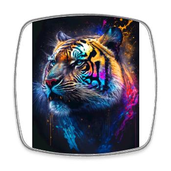 Tigre coloré avec des taches - Magnet carré - blanc - Devant