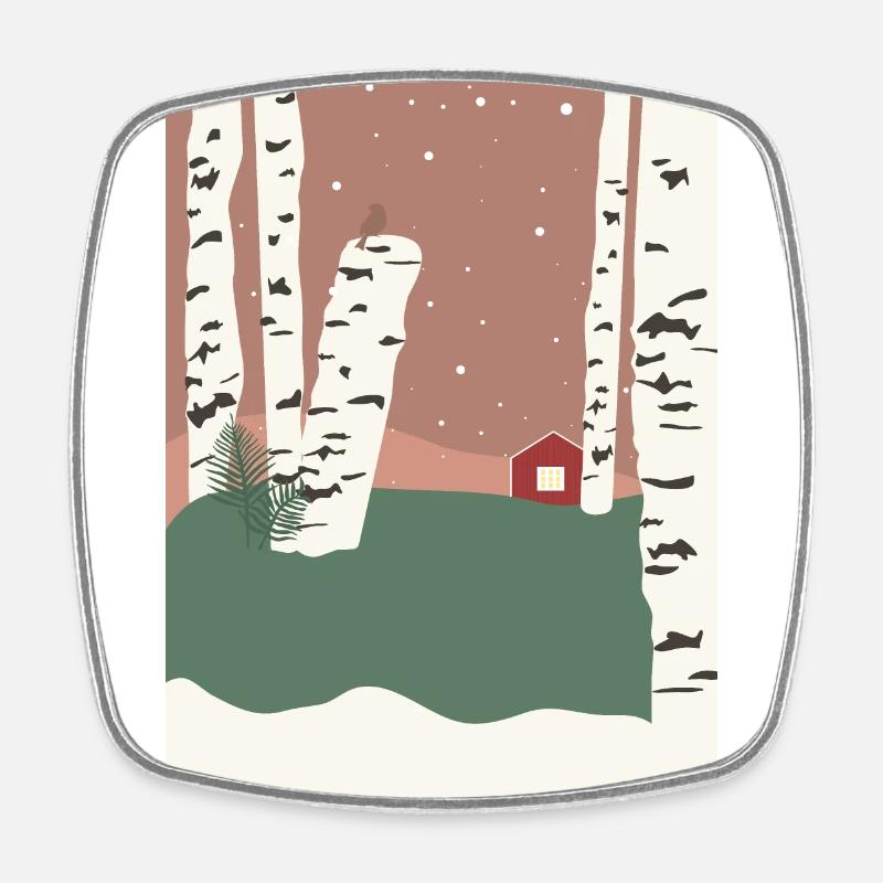Poster Birch Forest Scandinavia - Square fridge magnet - white