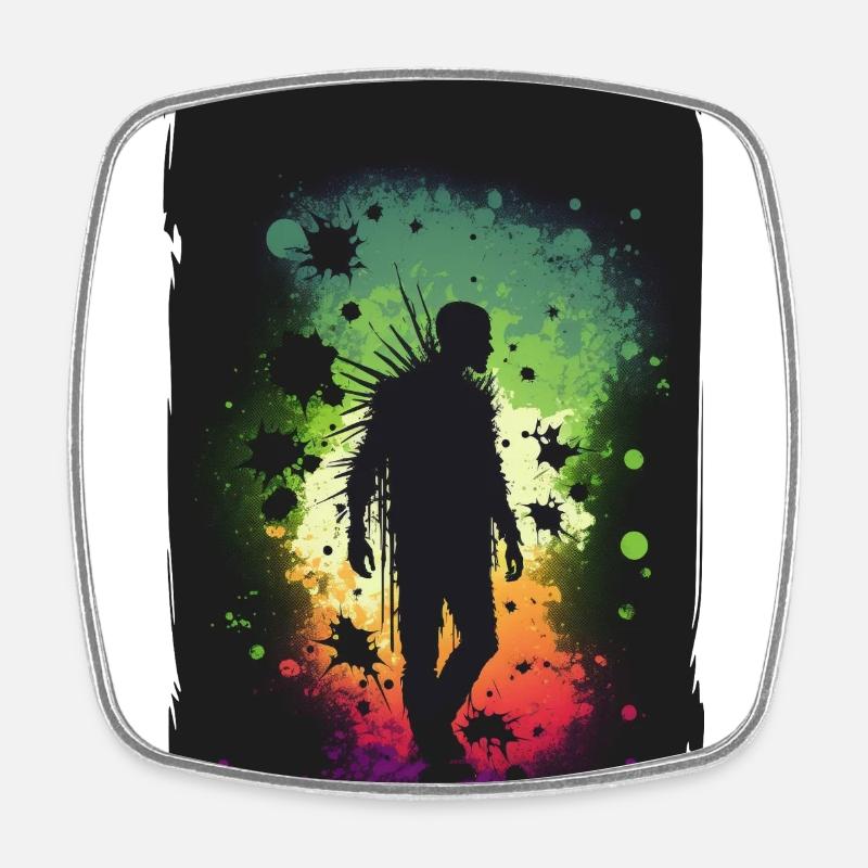 Zombie Illustration Minimalist Design - Square fridge magnet - white
