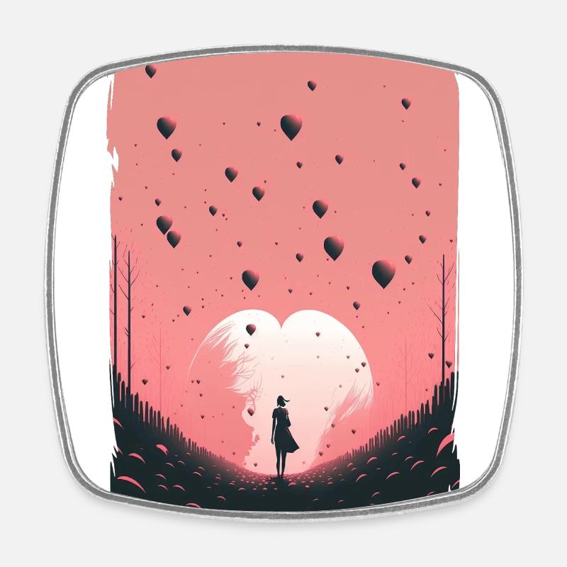 Love Illustration Minimalist Design - Square fridge magnet - white
