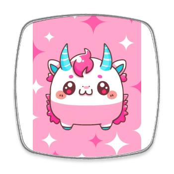 Cute Little Vampire Unicorn Monster Comic Style - Square fridge magnet - white - Front