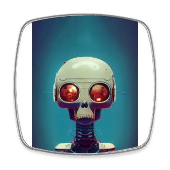 Roboter 02 - Viereckiger Kühlschrankmagnet - Weiß - Vorne