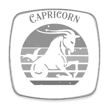 Logo rétro signe astrologique "Capricorne" - Magnet carré - blanc - Devant