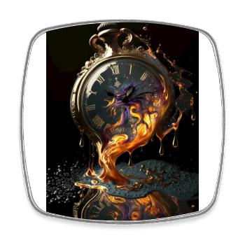 Fusion Montre de Poche Surréaliste - Magnet carré - blanc - Devant