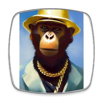 Cool monkey with gold chain - Square fridge magnet - white - Front