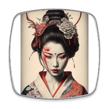 Geisha Portrait Japanese Kimono Traditional - Square fridge magnet - white - Front