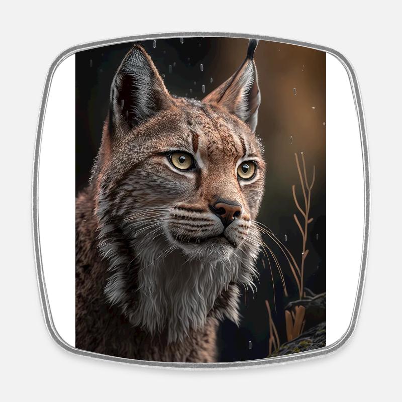 Luchs - Viereckiger Kühlschrankmagnet - Weiß