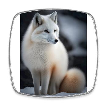 Polarfuchs - Viereckiger Kühlschrankmagnet - Weiß - Vorne