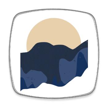 sonne und Blaue Berge Boho stiel - Viereckiger Kühlschrankmagnet - Weiß - Vorne