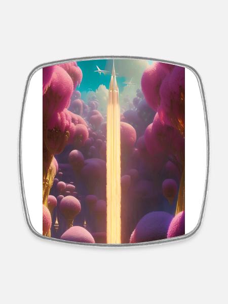 Church blossoms - Square fridge magnet - white