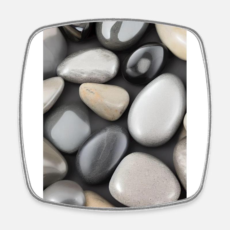 Silver Stones - Square fridge magnet - white