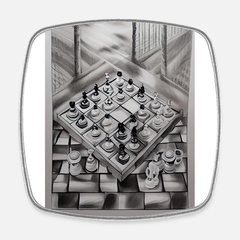 Chessboard - Square fridge magnet - white