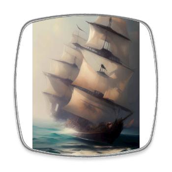 Peinture de voilier - Magnet carré - blanc - Devant