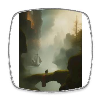 Painting - Square fridge magnet - white - Front