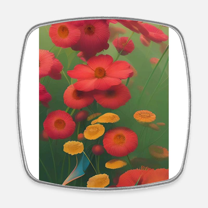 Flowers - Square fridge magnet - white