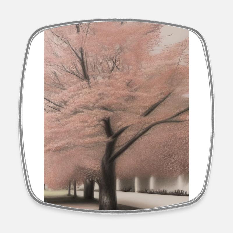 Cherry tree - Square fridge magnet - white