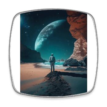 Affiche d’un astronaute sur une planète Phone v4 - Magnet carré - blanc - Devant