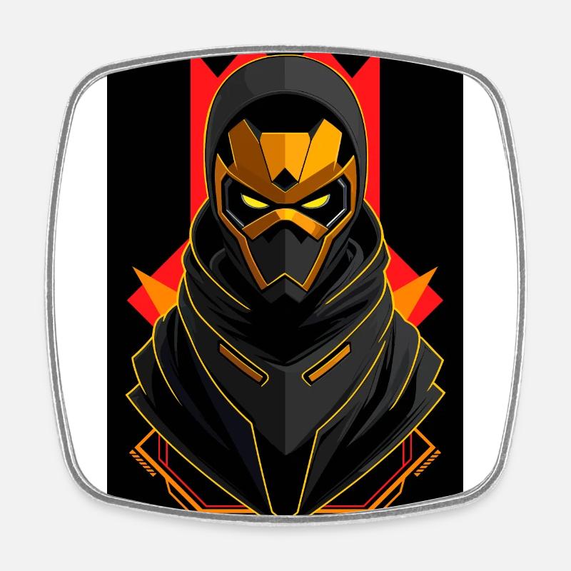 Golden Robot - Square fridge magnet - white