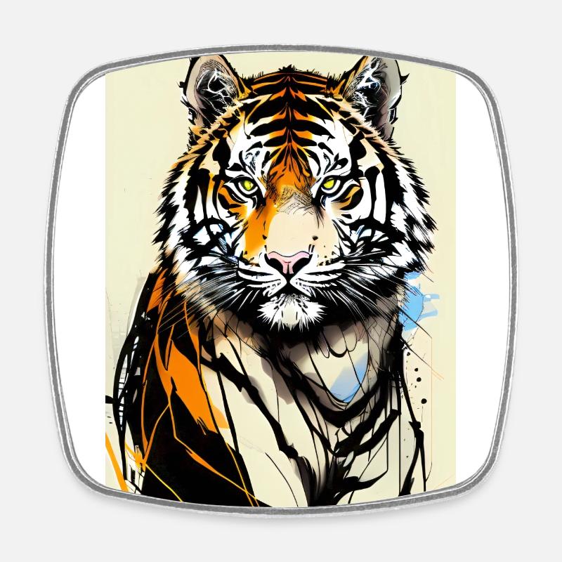Inkpunk Tiger 1 - Square fridge magnet - white