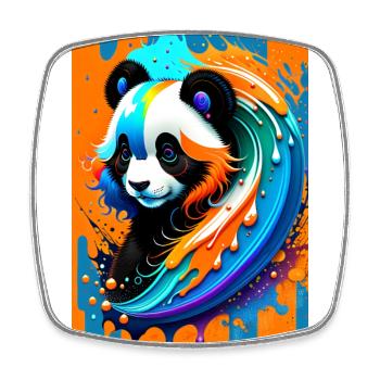 Buntes Kunst Potrait Panda 1 - Viereckiger Kühlschrankmagnet - Weiß - Vorne