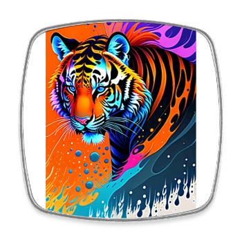 Colorful Art Potrait Tiger 1 - Square fridge magnet - white - Front