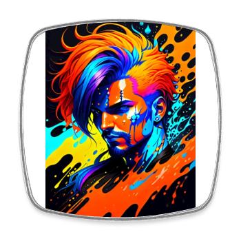 Colorful Art Potrait Man 1 - Square fridge magnet - white - Front