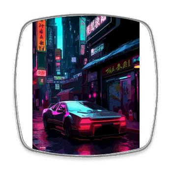 Car Neon City - Square fridge magnet - white - Front
