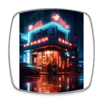 Straße Neon Stadt - Viereckiger Kühlschrankmagnet - Weiß - Vorne