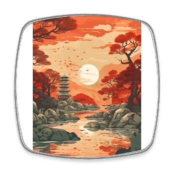 Campagne japonaise - Magnet carré - blanc - Devant