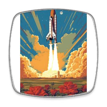Astronaute de fusée Espace - Magnet carré - blanc - Devant