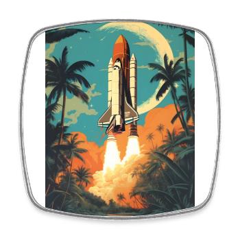 Astronaute de fusée Espace - Magnet carré - blanc - Devant
