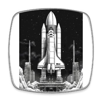 Astronaute de fusée Espace - Magnet carré - blanc - Devant