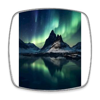 Polarlichter Berg See - Viereckiger Kühlschrankmagnet - Weiß - Vorne