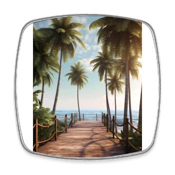Strand Palmen Sonnenuntergang - Viereckiger Kühlschrankmagnet - Weiß - Vorne