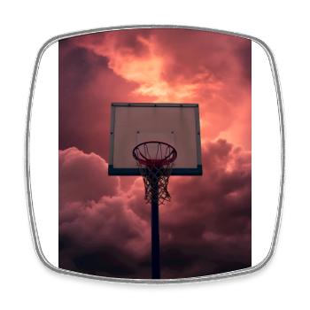 Neon Basketball Mond Nacht - Viereckiger Kühlschrankmagnet - Weiß - Vorne