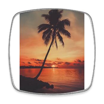 Strand Palmen Sonnenuntergang - Viereckiger Kühlschrankmagnet - Weiß - Vorne