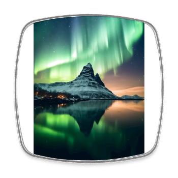 Polarlichter Berg See - Viereckiger Kühlschrankmagnet - Weiß - Vorne