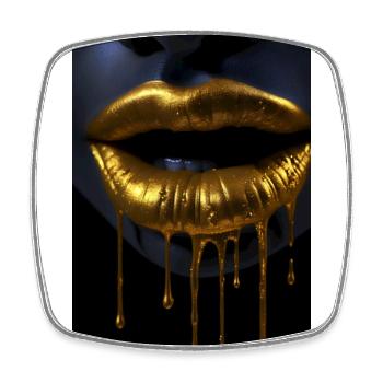 Lips Wealth Gold - Square fridge magnet - white - Front