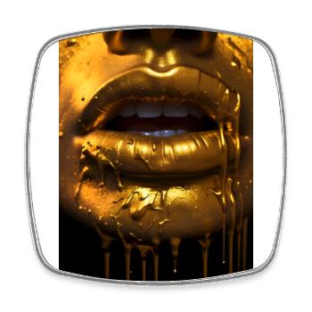 Lips Wealth Gold - Square fridge magnet - white - Front