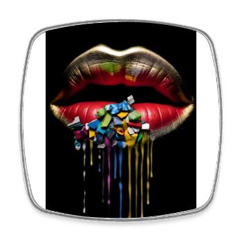 Lippen - Viereckiger Kühlschrankmagnet - Weiß - Vorne