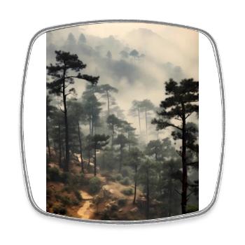 Wald Nebel - Viereckiger Kühlschrankmagnet - Weiß - Vorne