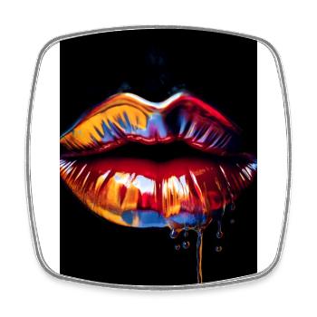 Lippen - Viereckiger Kühlschrankmagnet - Weiß - Vorne