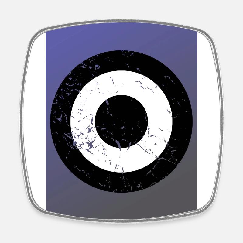 Cocarde noir et blanc sur bleu - Magnet carré - blanc
