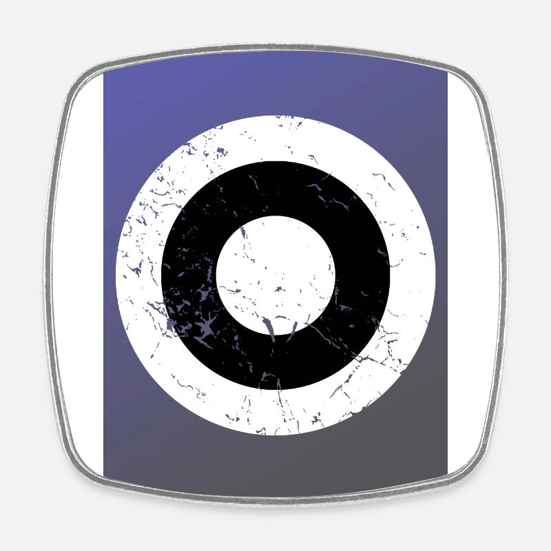 White & Black Roundel on blue - Square fridge magnet - white