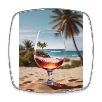 Beach wine glass - Square fridge magnet - white - Front