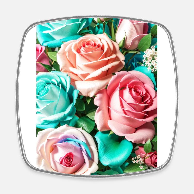 Blumen 150 - Viereckiger Kühlschrankmagnet - Weiß